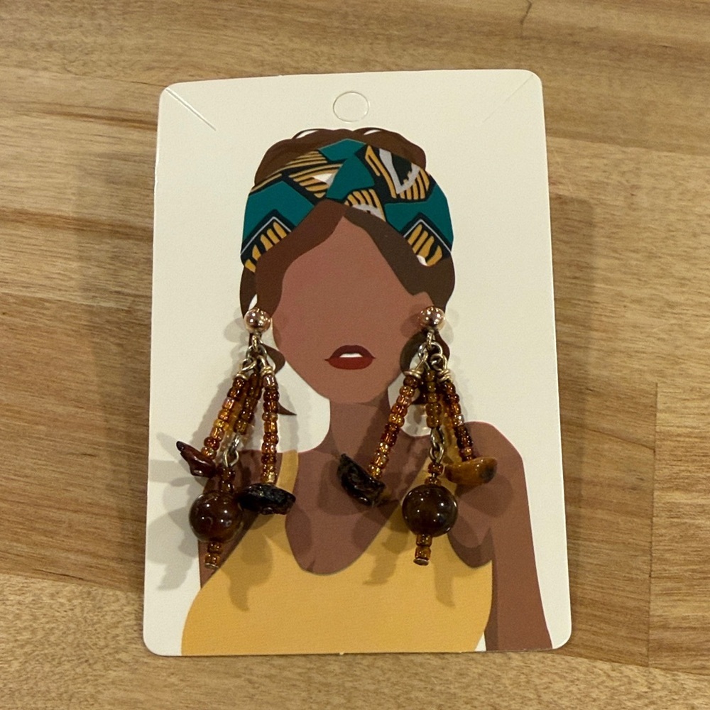 Brown Seabead and Tigerseye Earrings